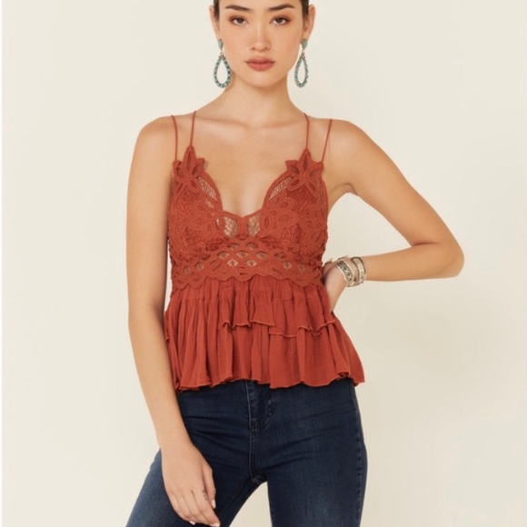 NWT Free People Adella lace cami Sz L🧡 - Picture 5 of 15